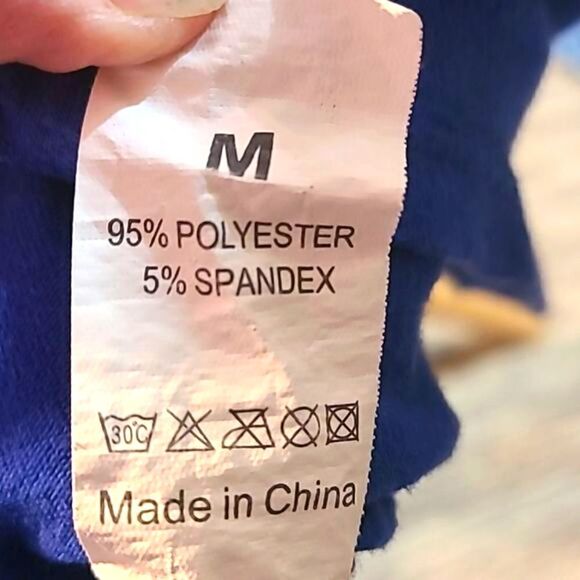 Sleeveless Two-Tone Top, Blue & White Stripe & Solid Blue, Size Medium - Picture 7 of 7